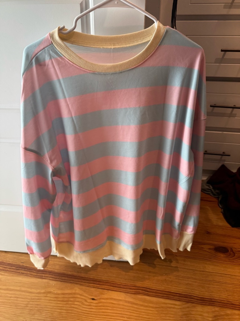 Pastel Striped Pullover Sweater - Pink & Light Blue